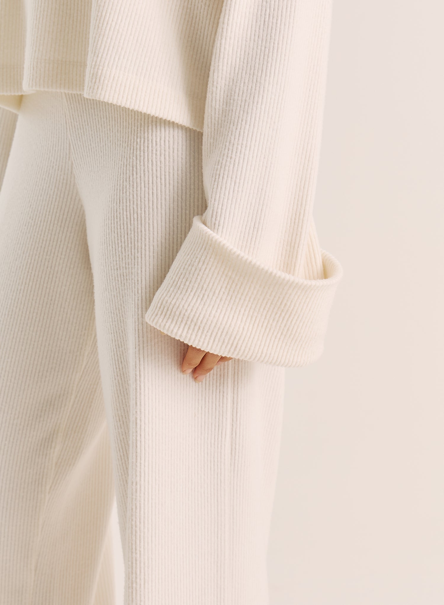 Ecru Wide Cuff Sleeved Knitted Jumper